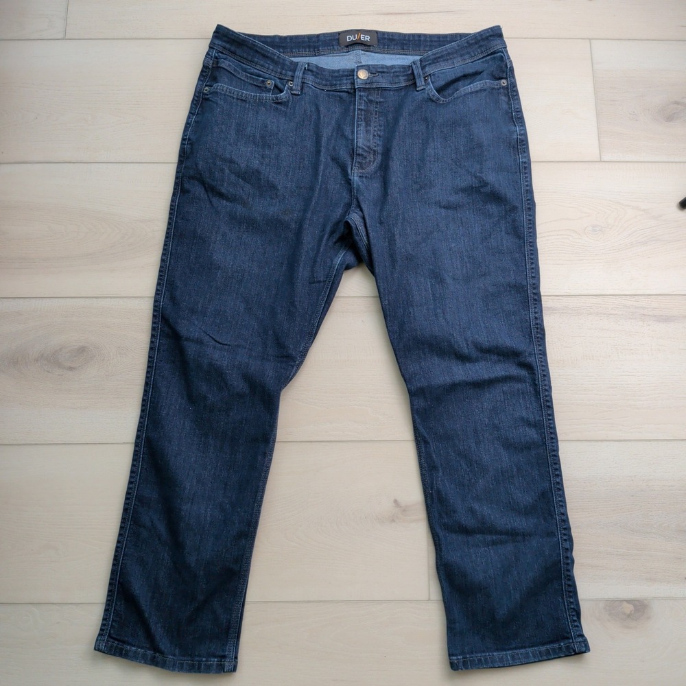 DU/ER L2X Relaxed Taper Performance Jeans Mens 40x30 (Fits 40x29) Blue Denim
